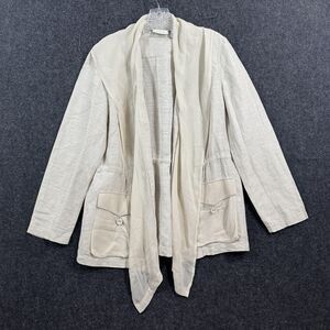 Chico's Jacket Women's 0 (4) Beige Silk Open Front Sheer Scarf Trim Lightweight